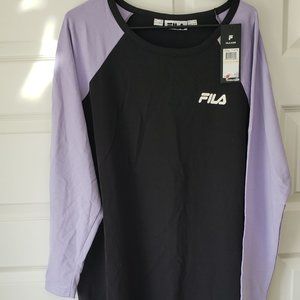 NWT:  FILA Plus Size A Type Color blocked Raglan-Sleeve Dress Black/Purple